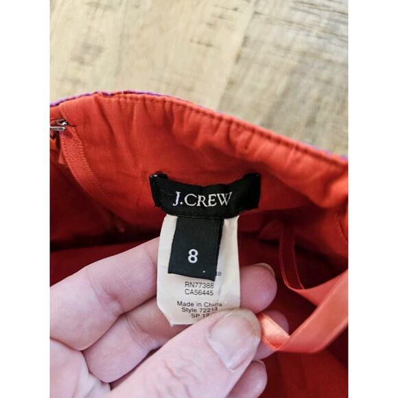 J. Crew Strapless Paisley Silk Blend Dress Built in Bra Pockets Women's Size 8 - Picture 4 of 13